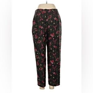 Talbots Black Pants with Red Floral Design